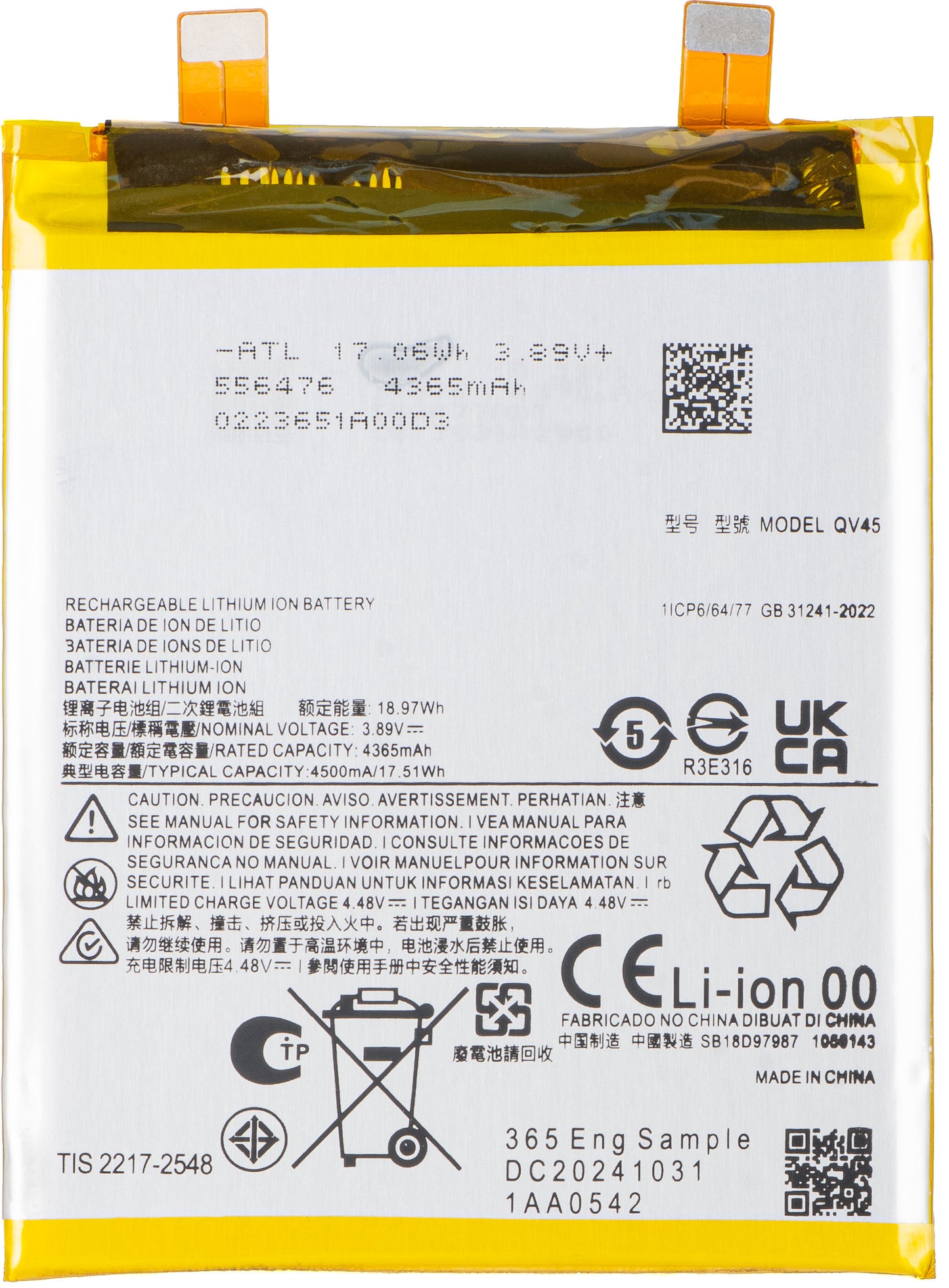 Batería para Motorola Edge 50 Ultra, QV45