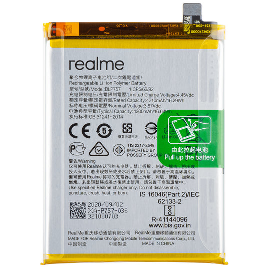 Batería Realme 6 / 6S / 6 Pro, BLP757, Service Pack 4903663