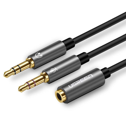 Adaptador audio 3.5mm - 2 x 3.5mm UGREEN AV140, 0.20m, Negro