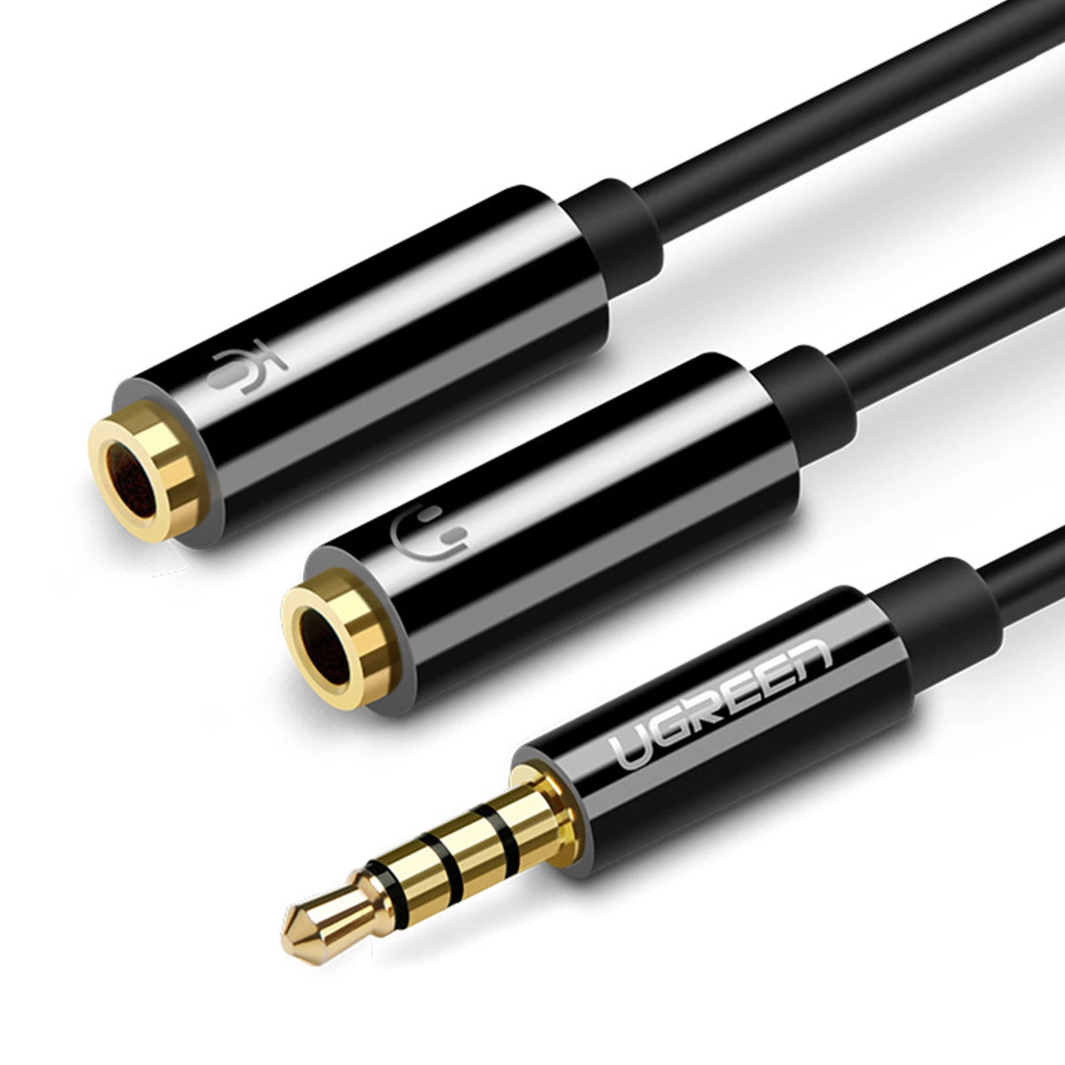 Adaptador de Audio 3.5mm - 2 x 3.5mm UGREEN AV141, 0.2m, Negro