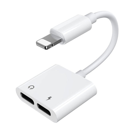 Adaptador de Audio Lightning a Lightning Joyroom S-Y104 Ben, con puerto de carga Lightning, Blanco