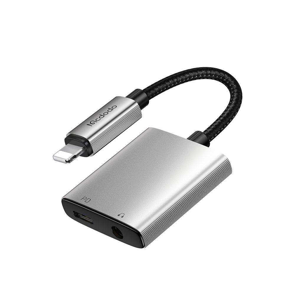 Adaptador de Audio Lightning - Lightning / 3.5mm McDodo CA-5540 Wales, Gris