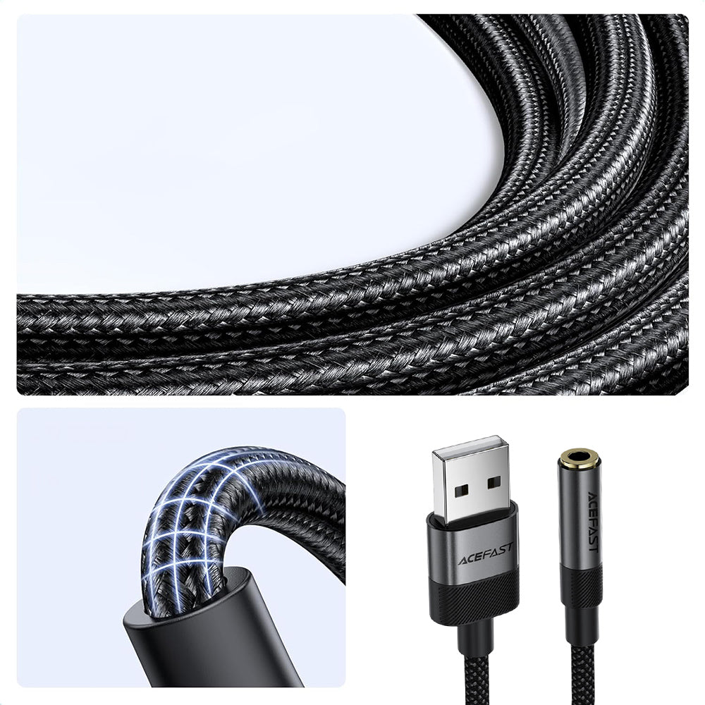 Acefast J13 Audio Adapter, USB-A - 3.5mm, Black