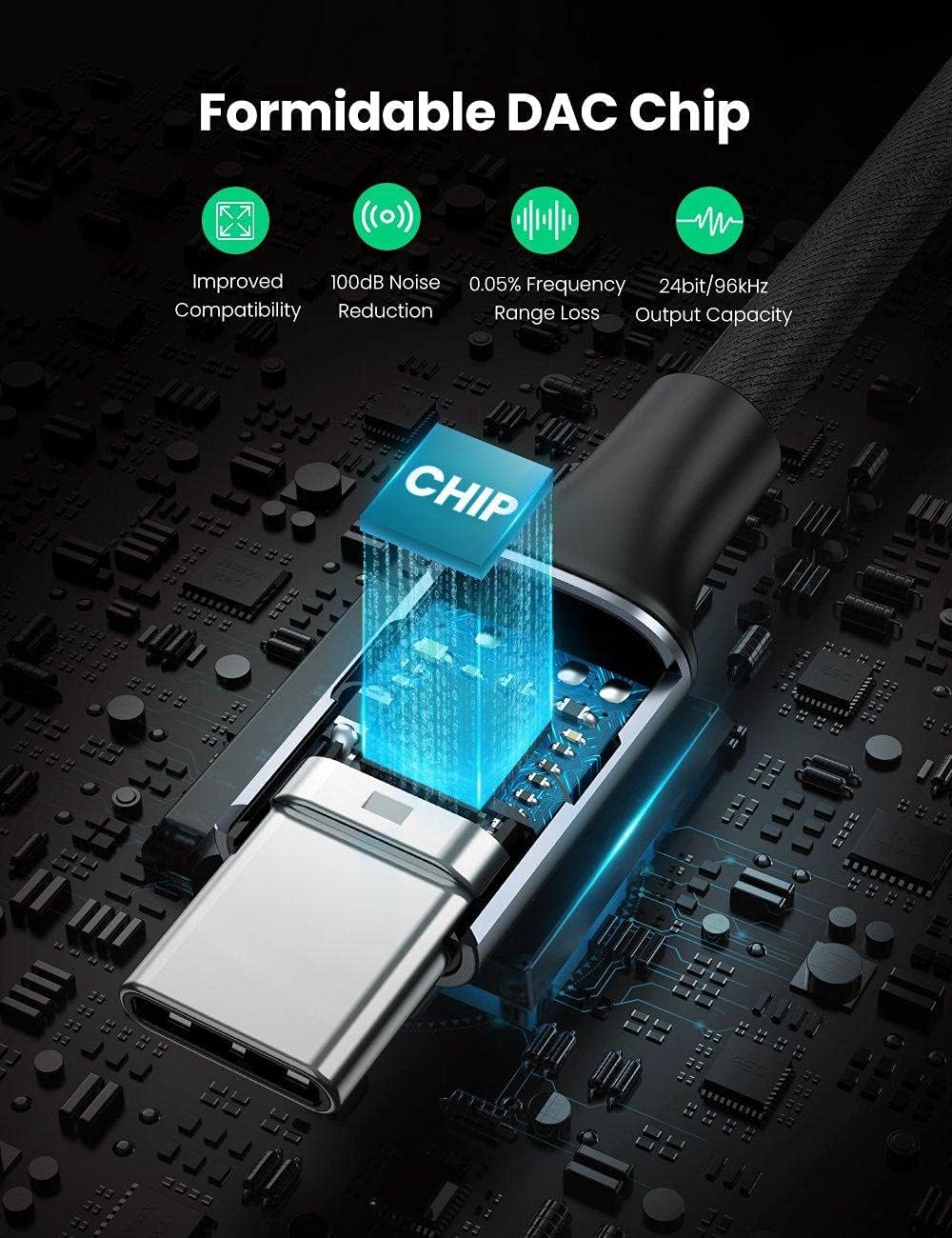 Adaptador de Audio USB-C - 3.5mm UGREEN AV161, Gris