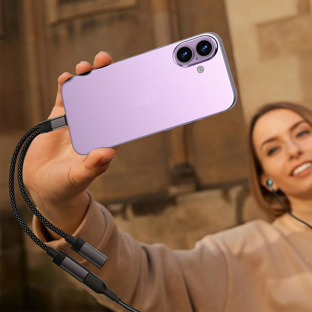 Adaptador de Audio USB-C - 2 x USB-C Acefast J14, Negro