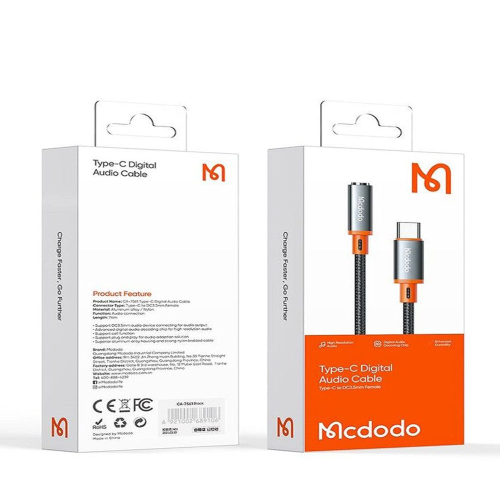 Adaptador de Audio USB-C - 3.5mm McDodo CA-7561, Negro