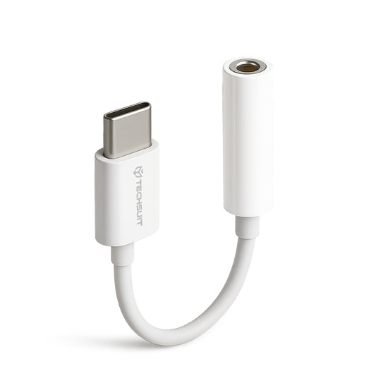 Adaptador de Audio USB-C - 3.5mm Techsuit AC18 MusicBox, Blanco, Set de 2 piezas