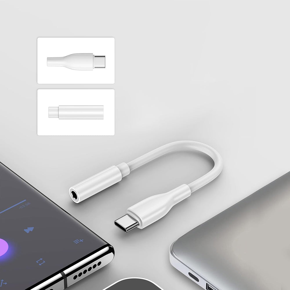 Adaptador de Audio USB-C - 3.5mm Techsuit AC18 MusicBox, Blanco, Set de 2 piezas