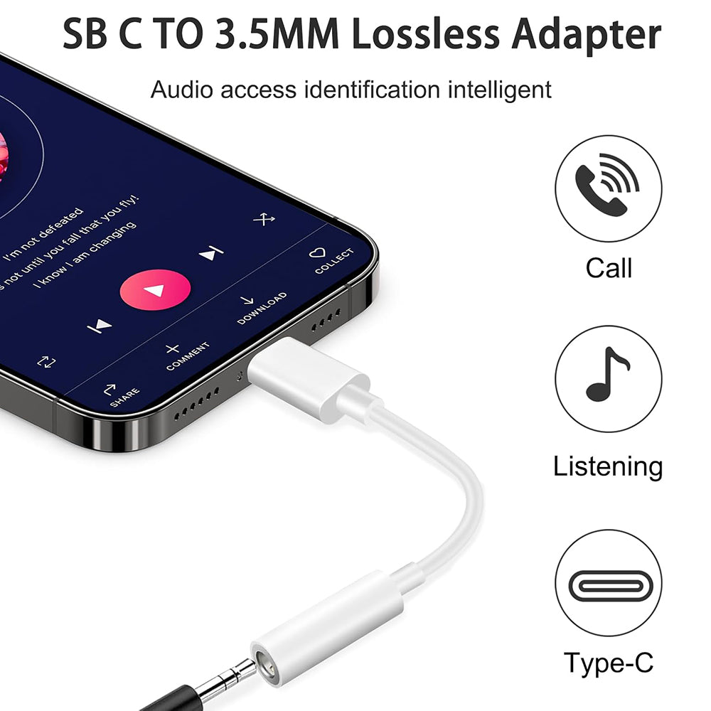 Adaptador de Audio USB-C - 3.5mm Techsuit AC18 MusicBox, Blanco, Set de 2 piezas