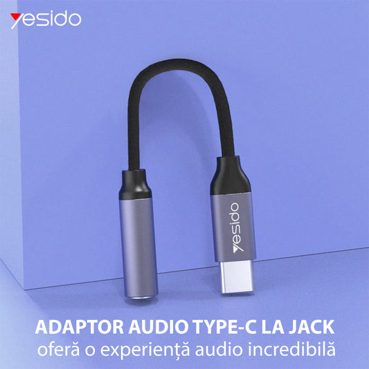 Adaptador de Audio USB-C - 3.5mm Yesido YAU19, Negro