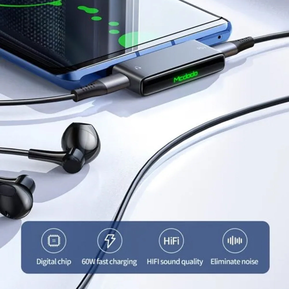 Adaptador de Audio USB-C - USB-C / USB-C McDodo CA-7670, Negro
