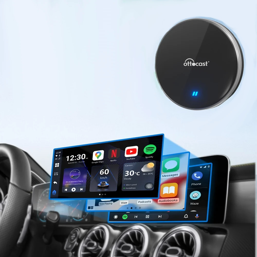 Adaptador Carplay / Android Auto Wireless Ottocast OttoAibox P3 Lite para Apple iPhone / Serie Android