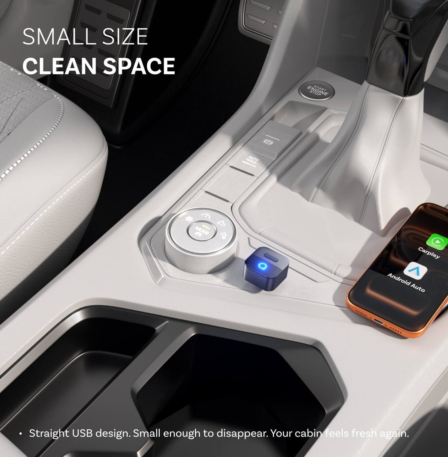 Adaptador Carplay / Android Auto Inalámbrico Ottocast Mini Pico Style B para Apple iPhone / Android Series CA525-T3