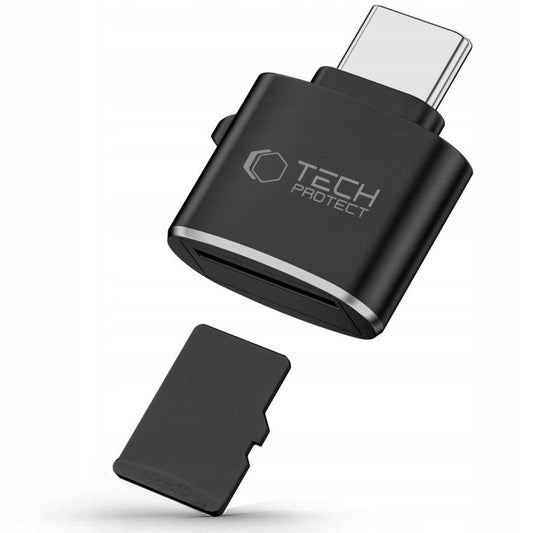 Lector de tarjetas USB-C Tech-Protect Ultraboost, microSD, Negro