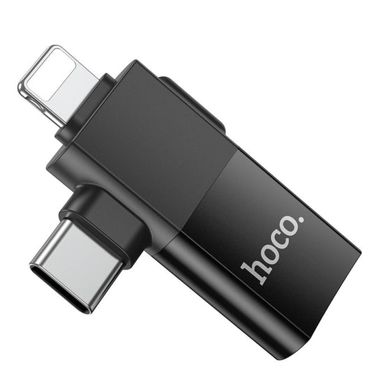 Adaptador OTG USB-C / Lightning - USB-A HOCO UA17, Negro