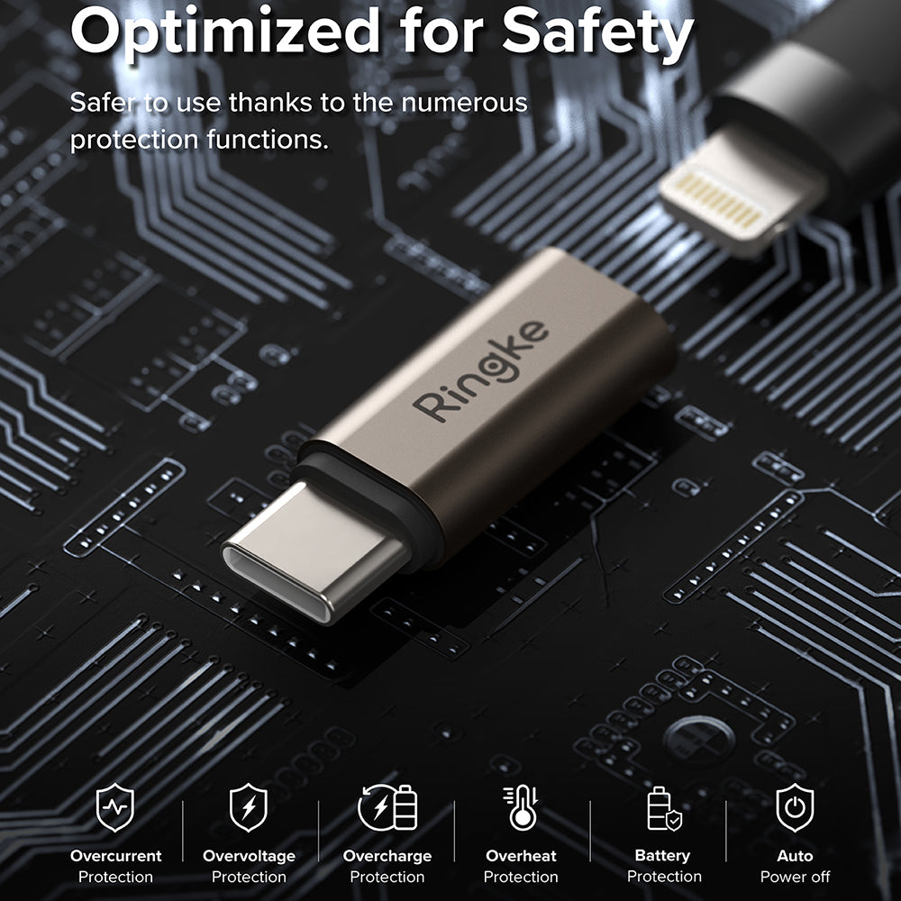 Adaptador de Datos y Carga Lightning - USB-C Ringke, Marrón, Set de 2 piezas
