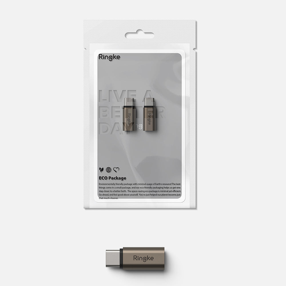 Adaptador de Datos y Carga Lightning - USB-C Ringke, Marrón, Set de 2 piezas