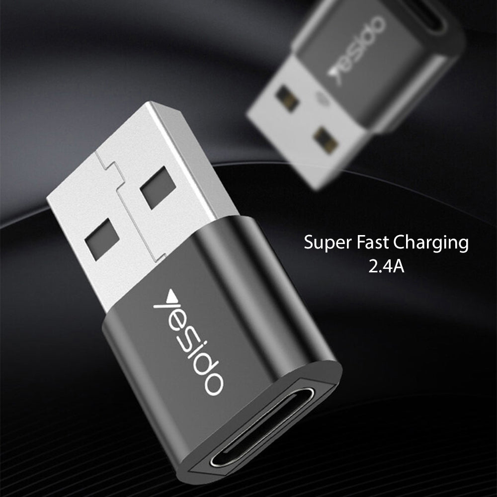 Adaptador de Datos y Carga USB-C - USB-A Yesido GS09, Negro