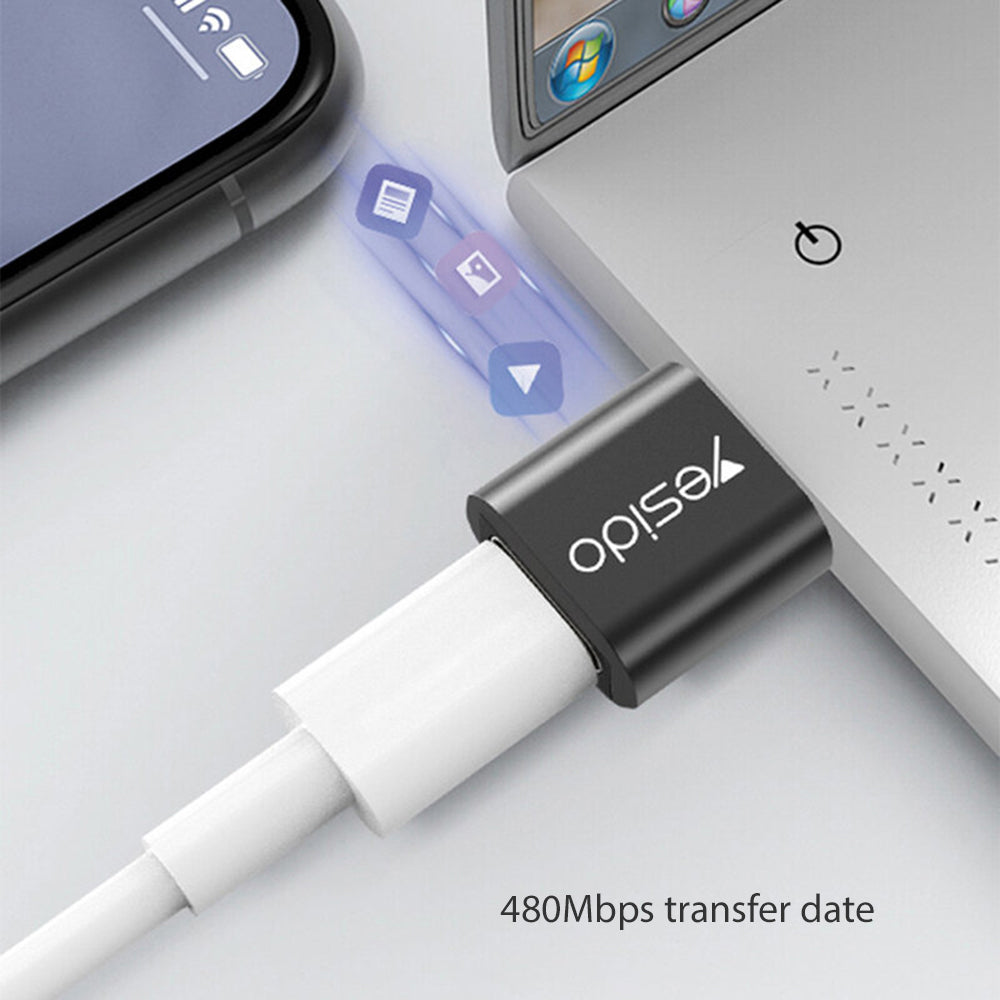 Adaptador de Datos y Carga USB-C - USB-A Yesido GS09, Negro