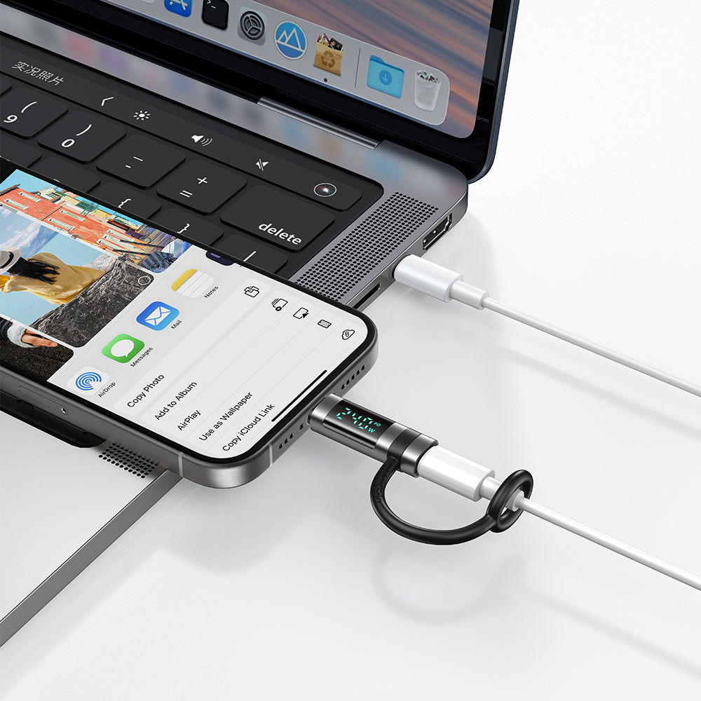 Adaptador de Datos y Carga USB-C - USB-C McDodo OT-2620 Pigeon Display, Negro
