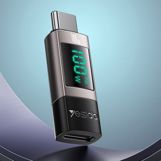 Adaptador de Datos y Carga USB-C - USB-C Yesido GS24 Display, Gris