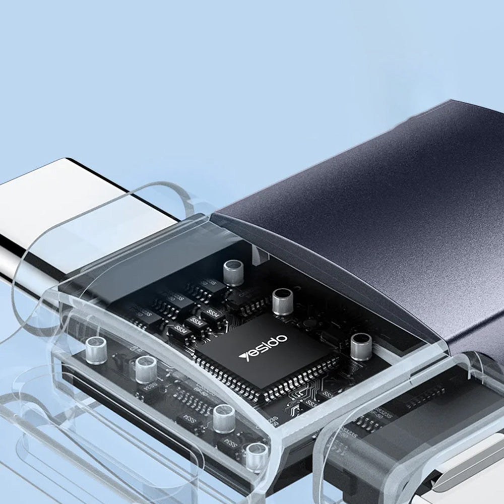 Adaptador OTG Lightning / USB-C - USB-A Yesido GS35, Gris