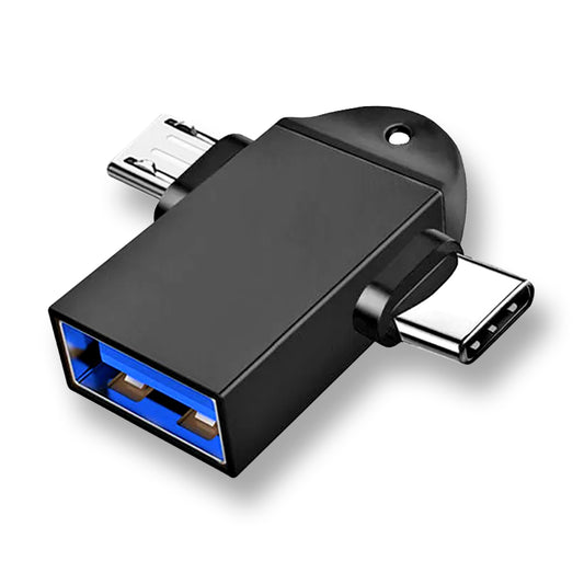 Adaptador OTG microUSB / USB-C - USB-A Techsuit A16 TwoVoltX, Negro