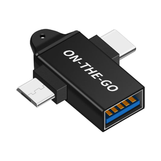 Adaptador OTG microUSB / USB-C - USB-A Techsuit A15 AluCoreX, Negro