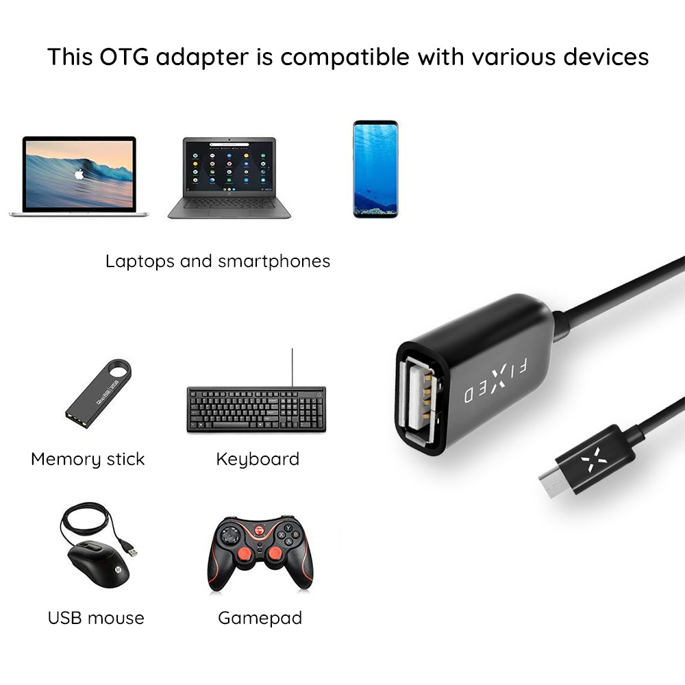 Adaptador OTG USB-C - USB-A Fixed, Negro