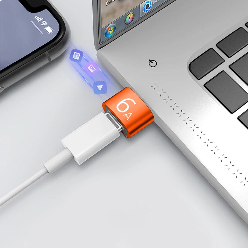 Adaptador de Datos y Carga USB-C - USB-A Techsuit A4 HyperPort, Negro Naranja