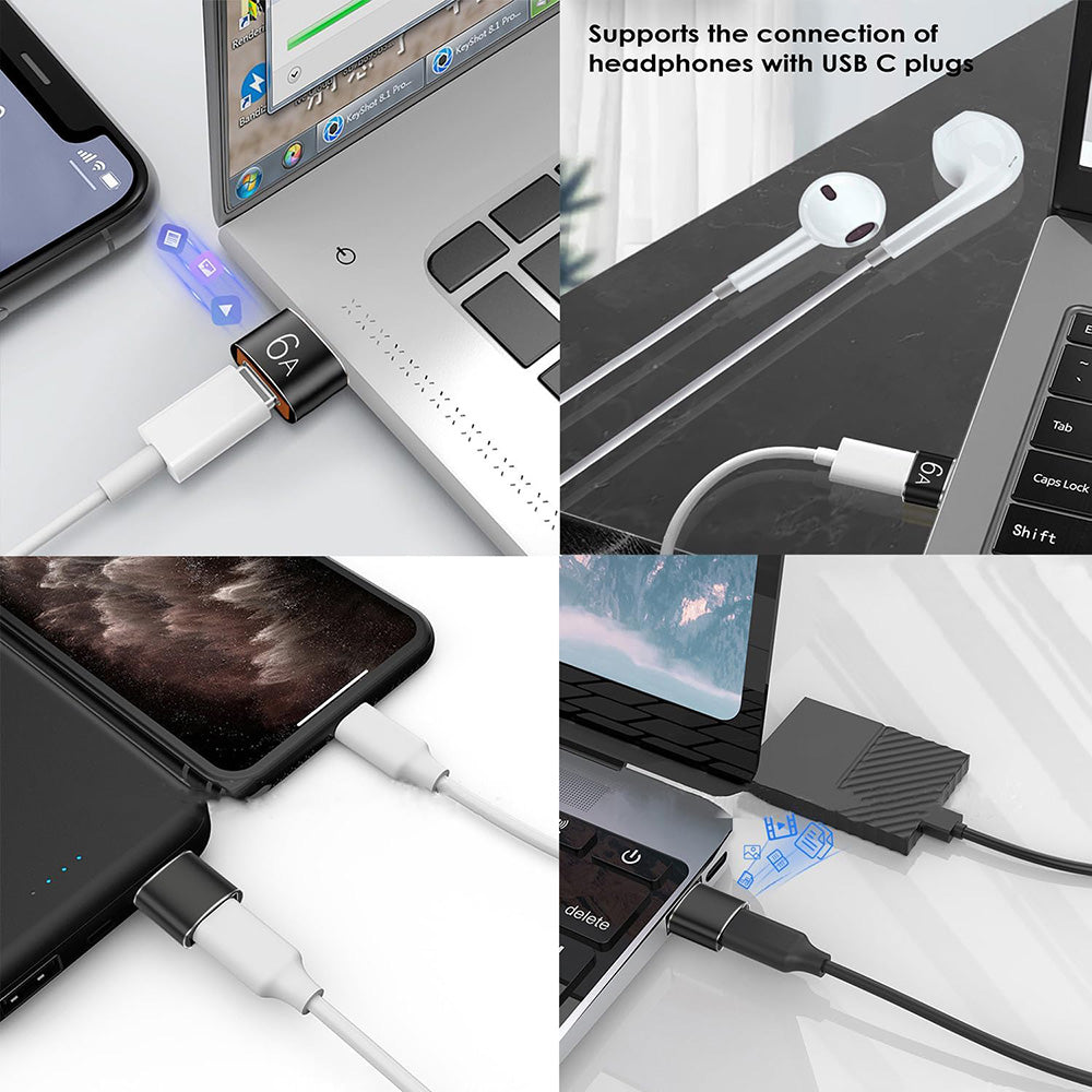 Adaptador de Datos y Carga USB-C - USB-A Techsuit A4 HyperPort, Negro Naranja
