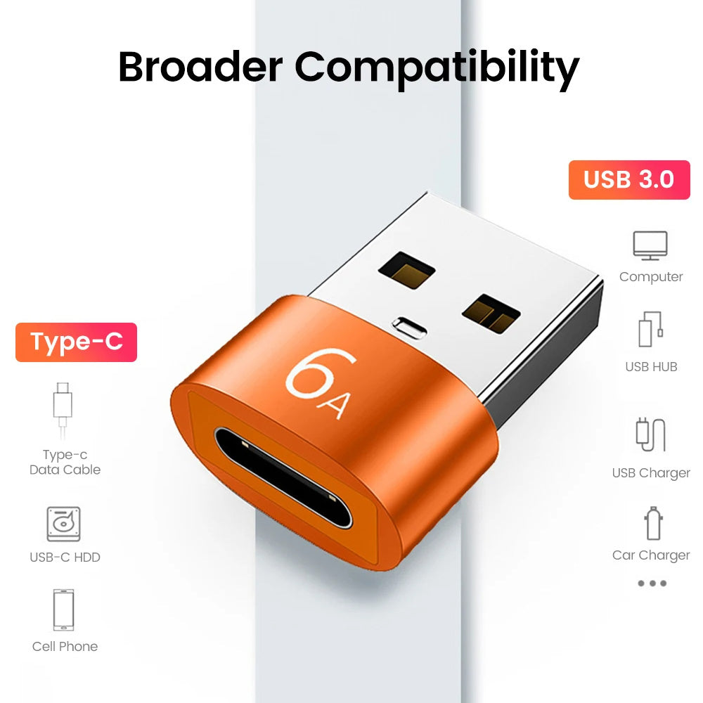 Adaptador de Datos y Carga USB-C - USB-A Techsuit A4 HyperPort, Negro Naranja