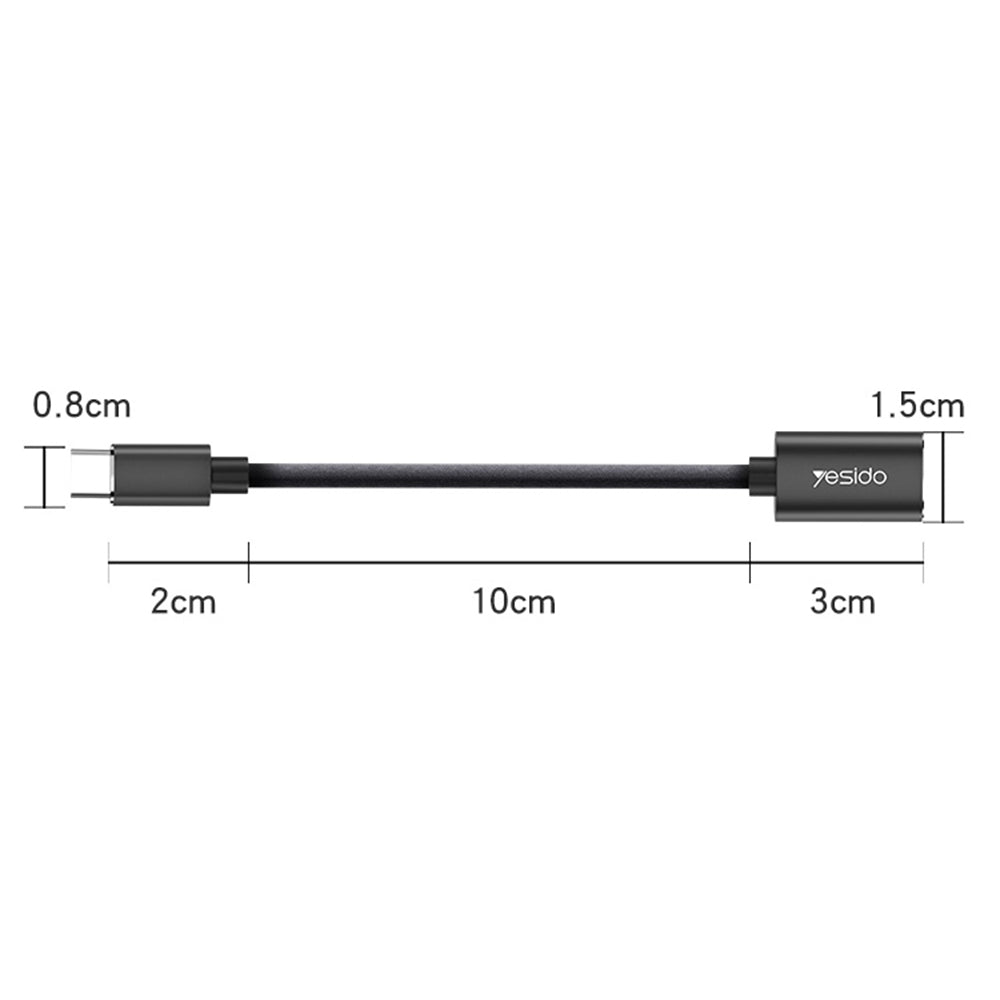 Adaptador OTG USB-C - USB-A Yesido GS01, Negro