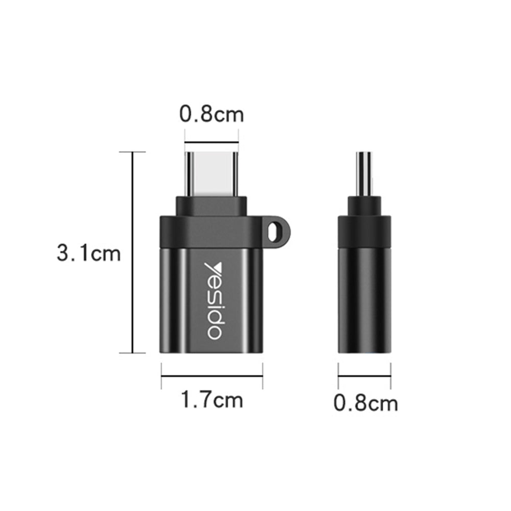 Adaptador OTG USB-C - USB-A Yesido GS06, Negro