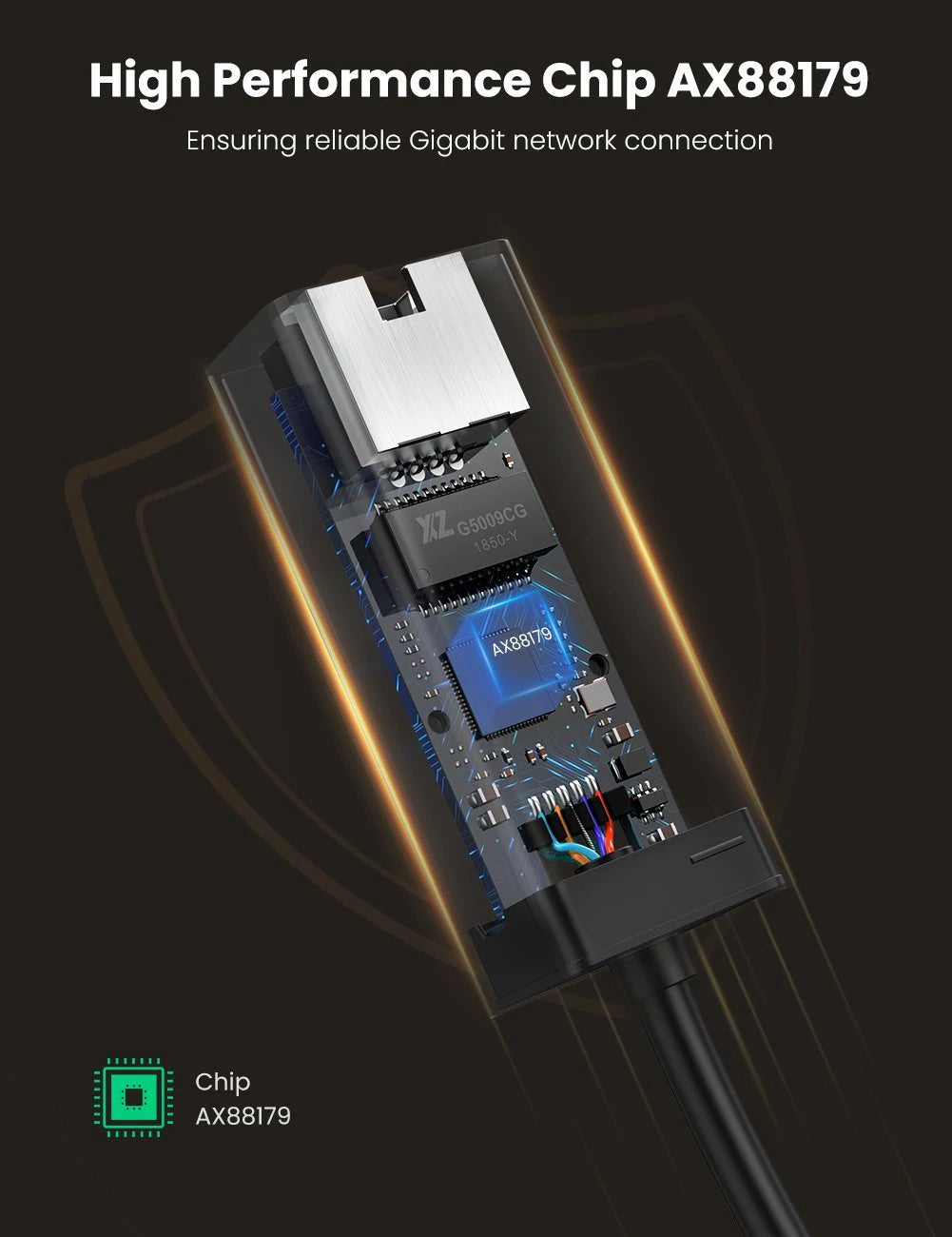 Placa de Red UGREEN CR111, RJ45, USB 3.0, Negro