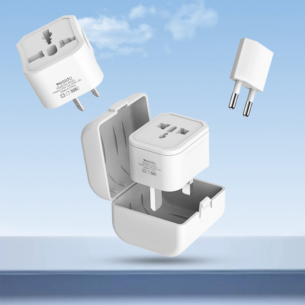 Adaptador de Red Yesido MC25 Travel CN/ US / EU / UK, Blanco