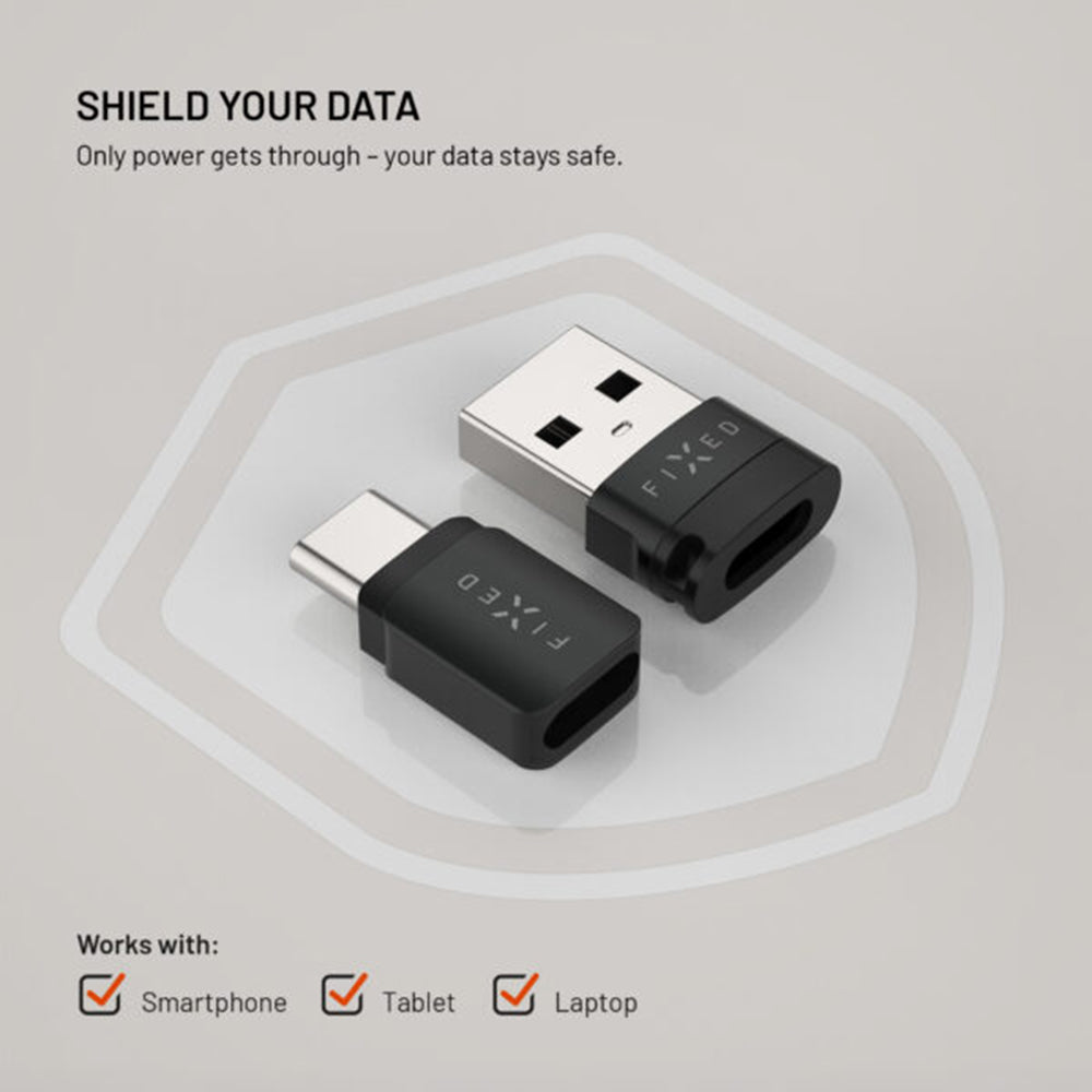 Adaptador USB Bloqueo de Datos Fixed, USB-A / USB-C, 2en1, Negro