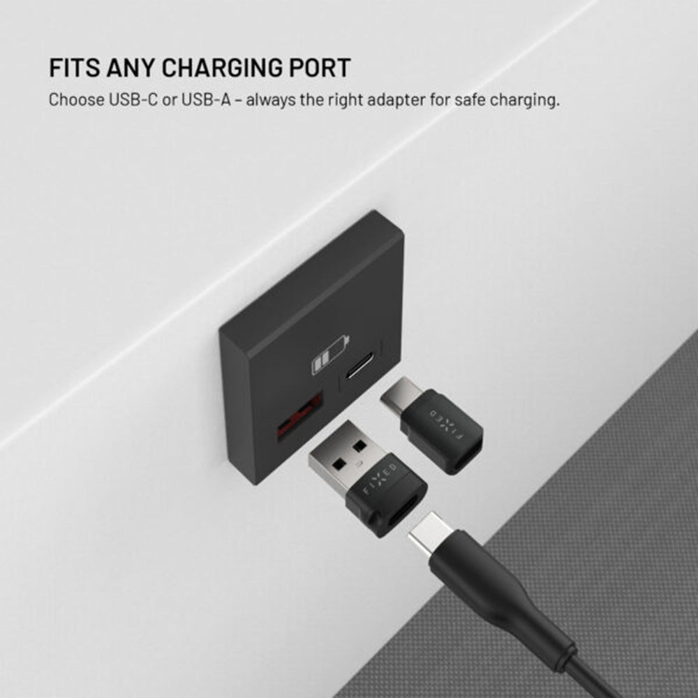Adaptador USB Bloqueo de Datos Fixed, USB-A / USB-C, 2en1, Negro