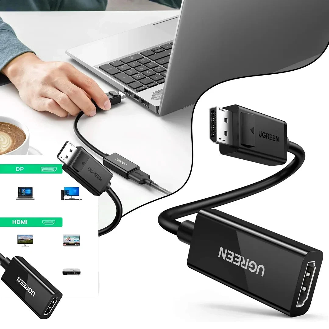 Adaptador de vídeo UGREEN MM137, DisplayPort - HDMI, 4K, Negro