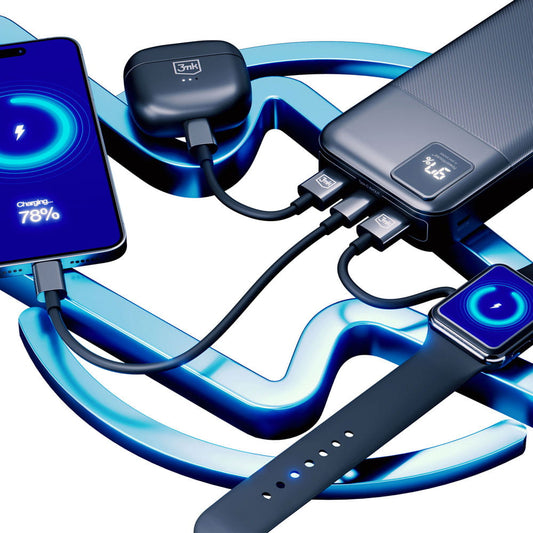 3MK PowerHouse Batería externa, 20000mAh, 22.5W, QC + PD, 1 x USB-A - 1 x USB-C, Negro