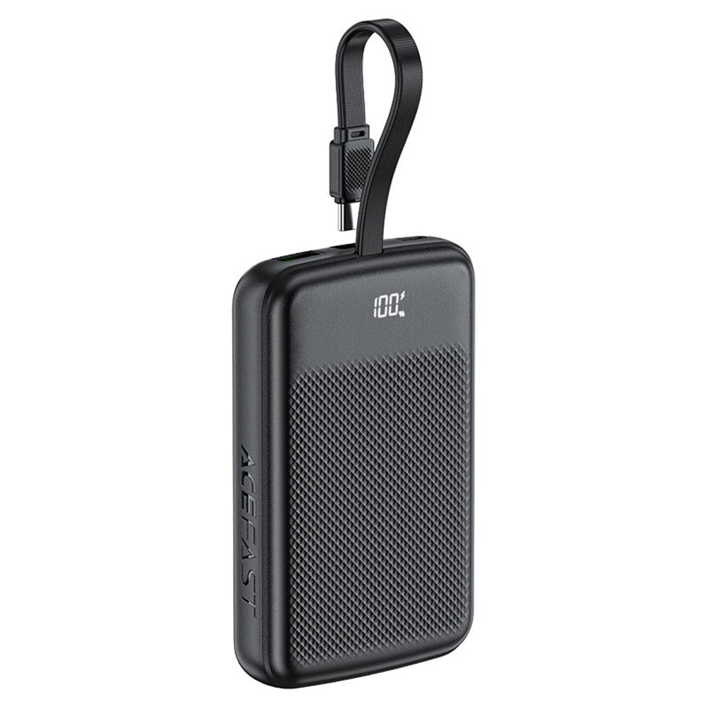 Acefast M13 External Battery, 10000mAh, 22.5W, QC + PD, 1 x USB-A - 2 x USB-C, Black