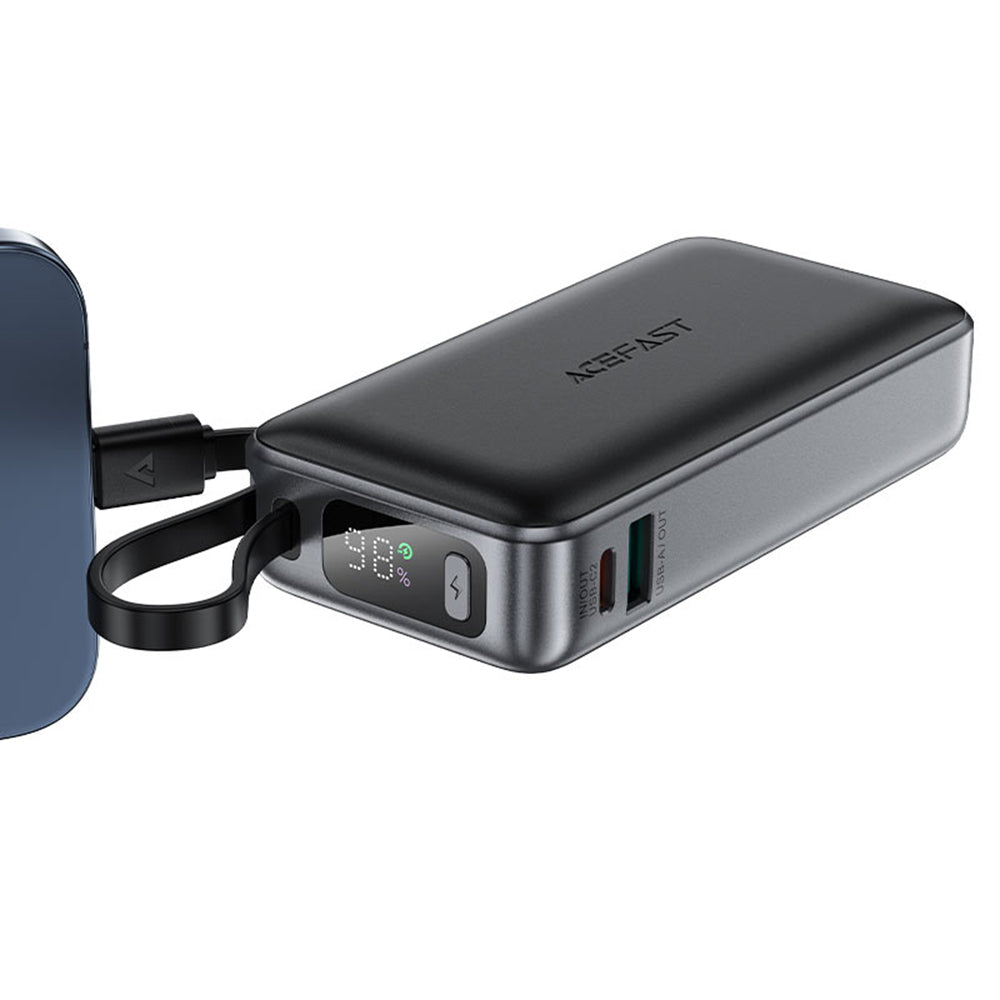 Batería Externa Acefast M7, 10000mAh, 30W, QC + PD, 1 x USB-A - 2 x USB-C, Negra