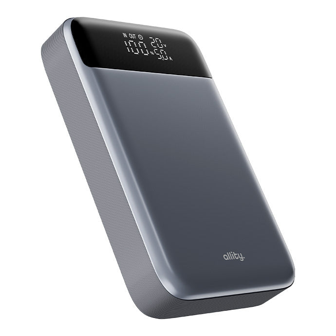 Batería Externa Allity. APB-200 PocketPower, 19200mAh, 130W, QC + PD, 1 x USB-A - 2 x USB-C, Gris