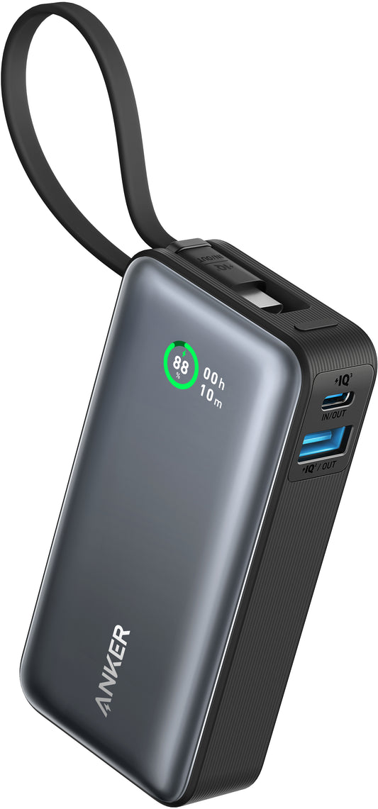 Batería externa Anker Nano, 10000mAh, 30W, QC + PD, 1 x USB-A - 2 x USB-C, Negro A1259G11