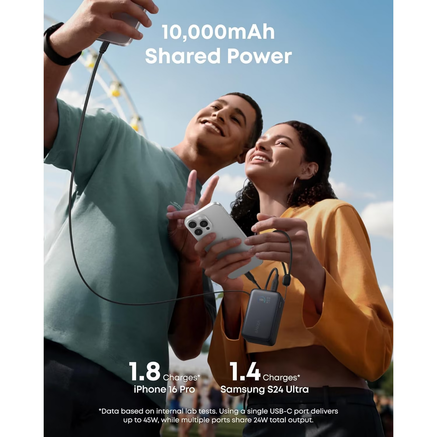 Batería Externa Anker Nano, 10000mAh, 45W, QC + PD, 1 x USB-A - 1 x USB-C, Negra A1638H11
