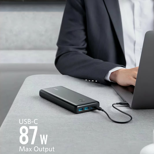Batería externa Anker PowerCore III Elite, 25600mAh, 87W, QC + PD, 2 x USB-A - 2 x USB-C, Negro A1291H11