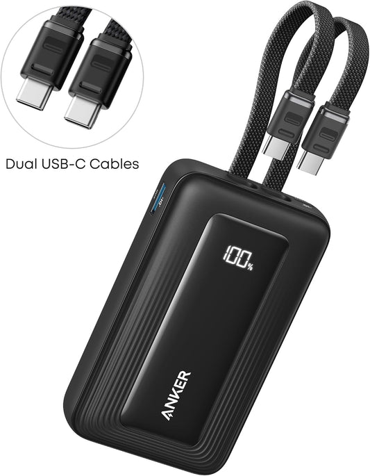 Anker Zolo External Battery, 10000mAh, 35W, QC + PD, 1 x USB-A - 2 x USB-C, Black A1680H12