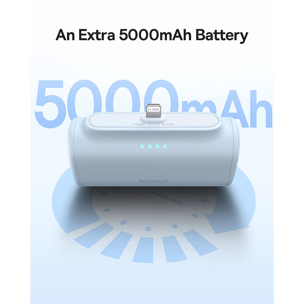 Batería Externa Baseus Compact, 5000mAh, 20W, PD, 1 x Lightning - 1 x USB-C, Azul P10068307313-00