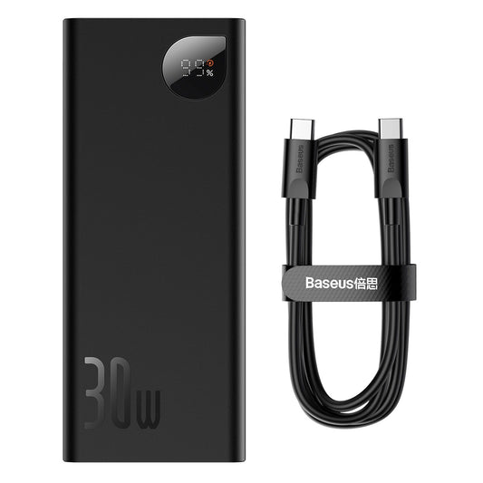 Batería externa Baseus Adaman, 20000mAh, 30W, QC + PD, 1 x USB-C - 2 x USB-A, Negro PPAD030001 PPAD030001