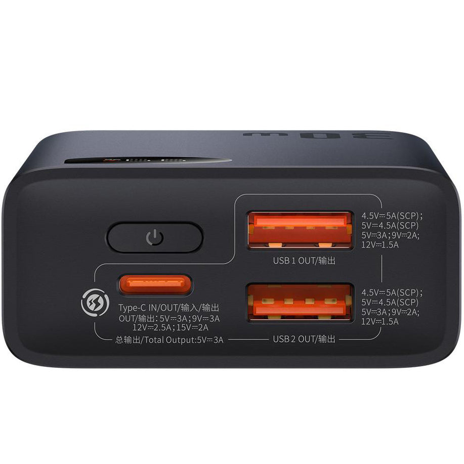 Batería Externa Baseus Adaman2, 10000mAh, 30W, QC + PD, 1 x USB-C - 2 x USB-A, Negra PPAD040101